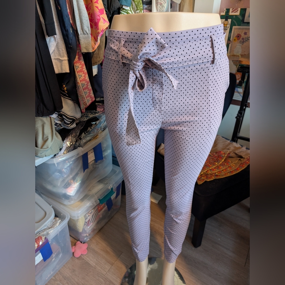 Jules And Leopold Purple Polka‎ Dot Tie-Waist Pants Very Stretchy Size XS